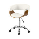 Rendez vous déco Chaise de bureau pivotante en bois et PU blanc-Basile
