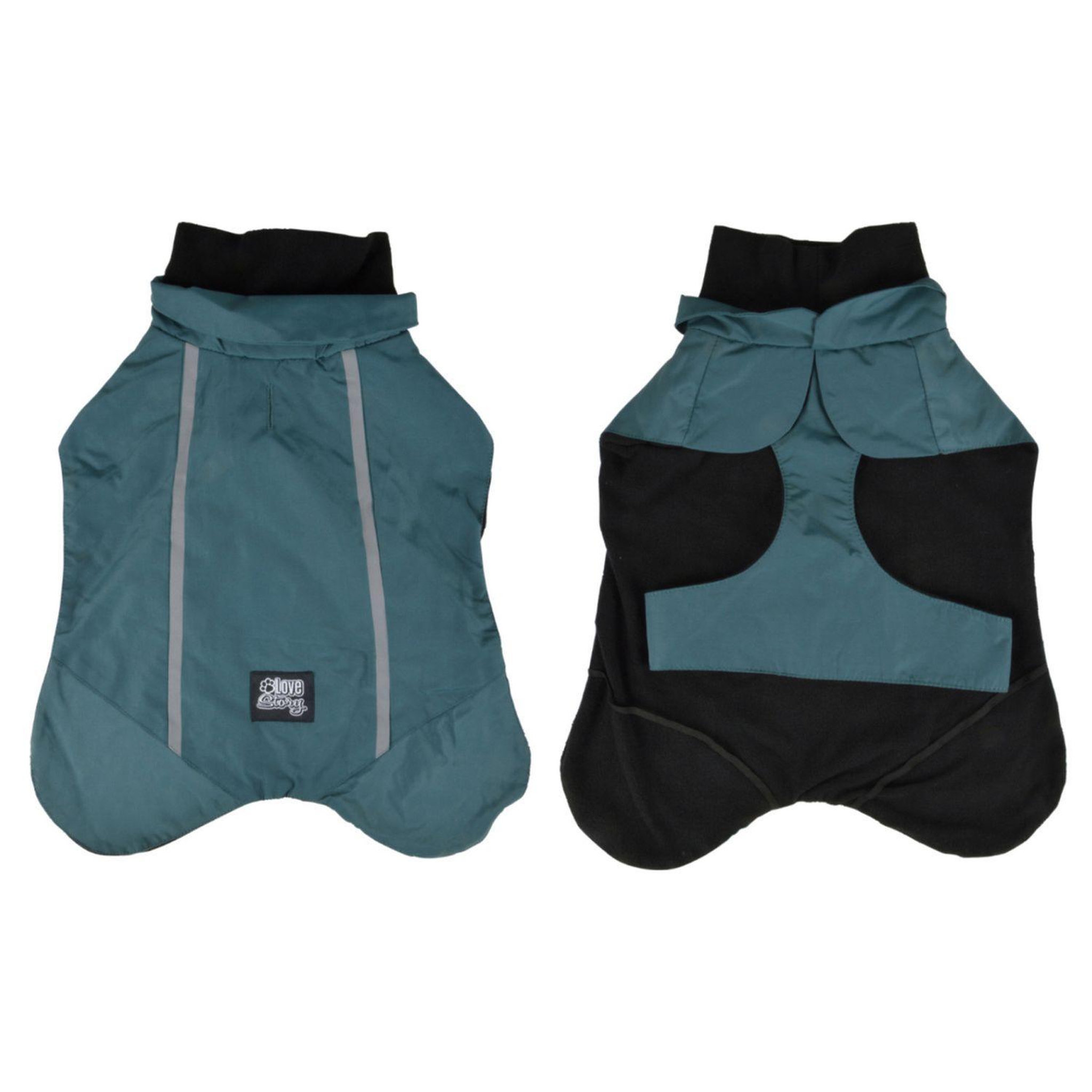Voir la diapositive 1 : LOVE STORY Veste imperméable et polaire pour chien - Bleu