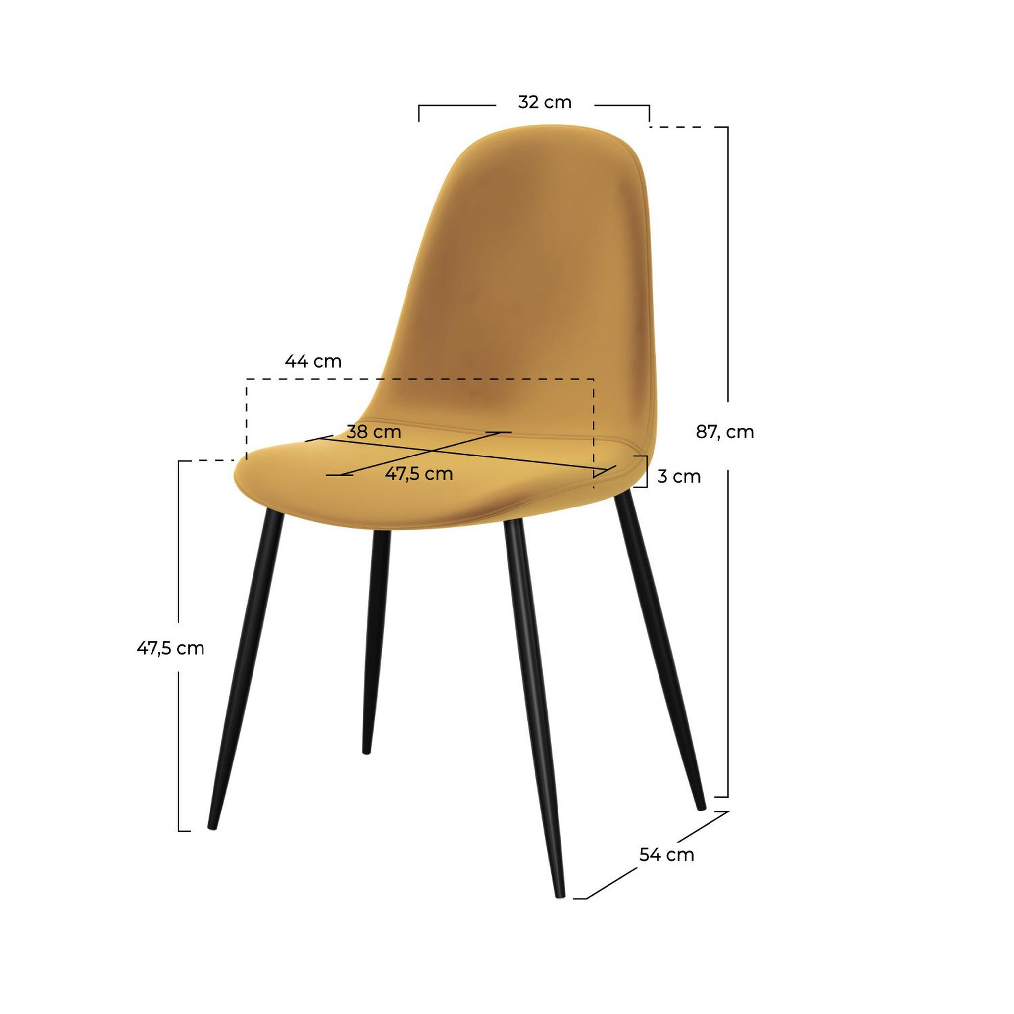 Voir la diapositive 4 : Rendez vous déco Lot de 2 chaises en velours jaune et pieds en métal - Malrik
