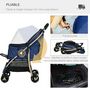 Voir la diapositive 4 : PAWHUT Poussette buggy pliable pour chien rangement laisses coussin inclus bleu