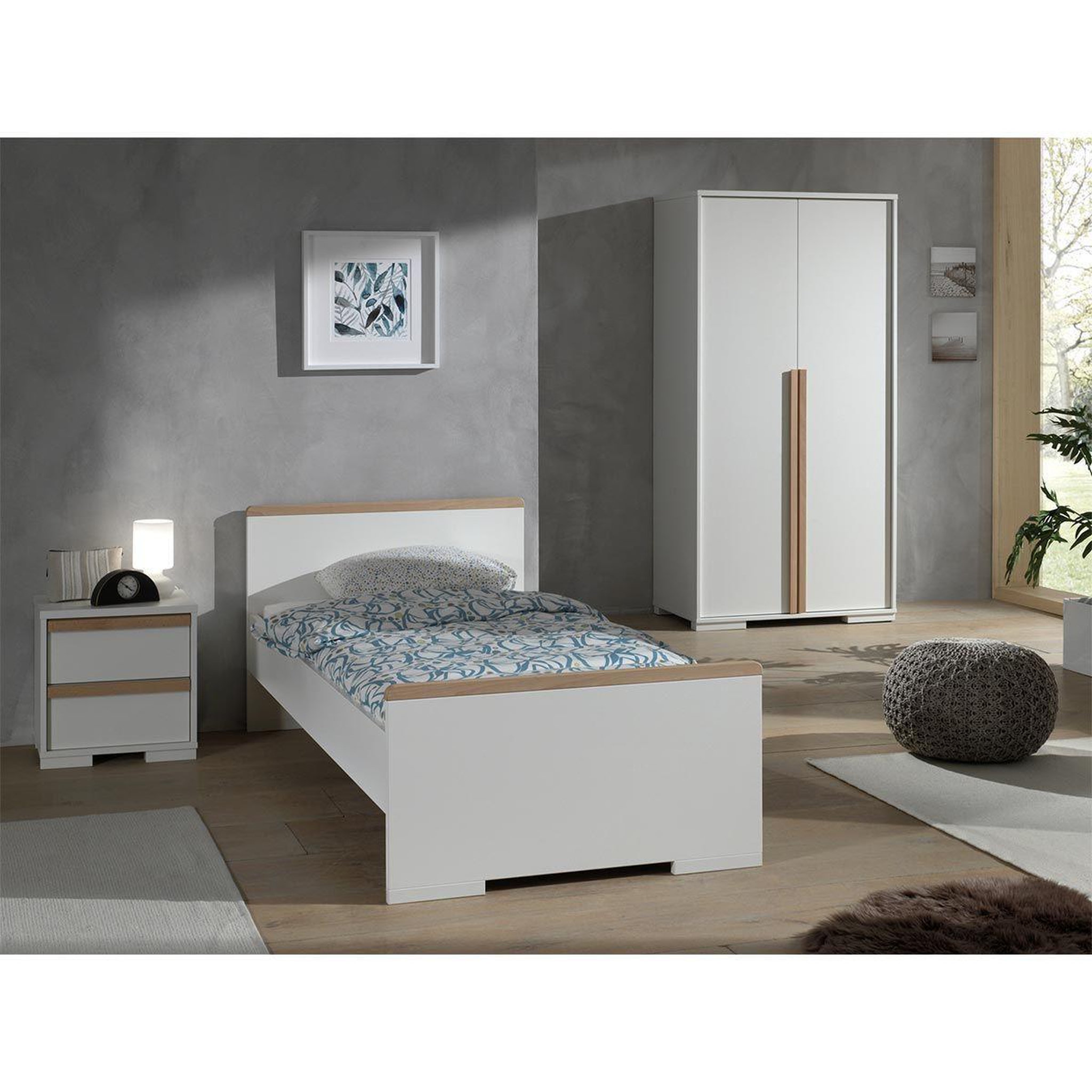 Voir la diapositive 1 : Paris Prix Pack - Lit Enfant, Chevet & Armoire  London  Blanc