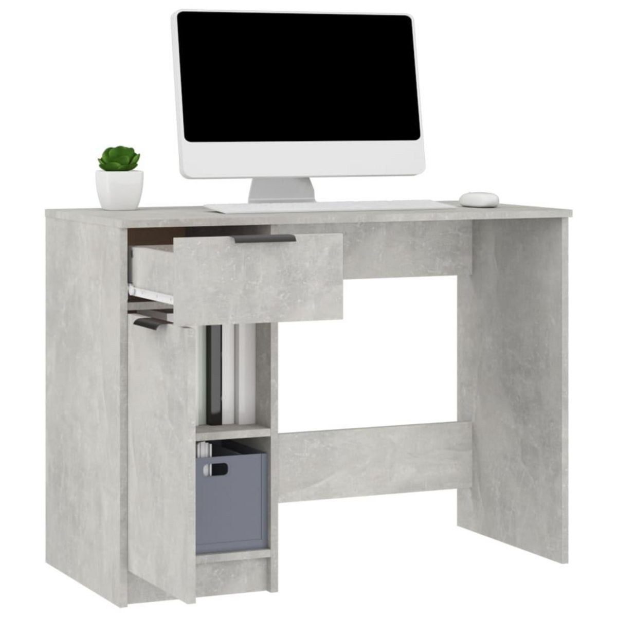 VIDAXL Bureau Gris beton 100x50x75 cm Bois d'ingenierie