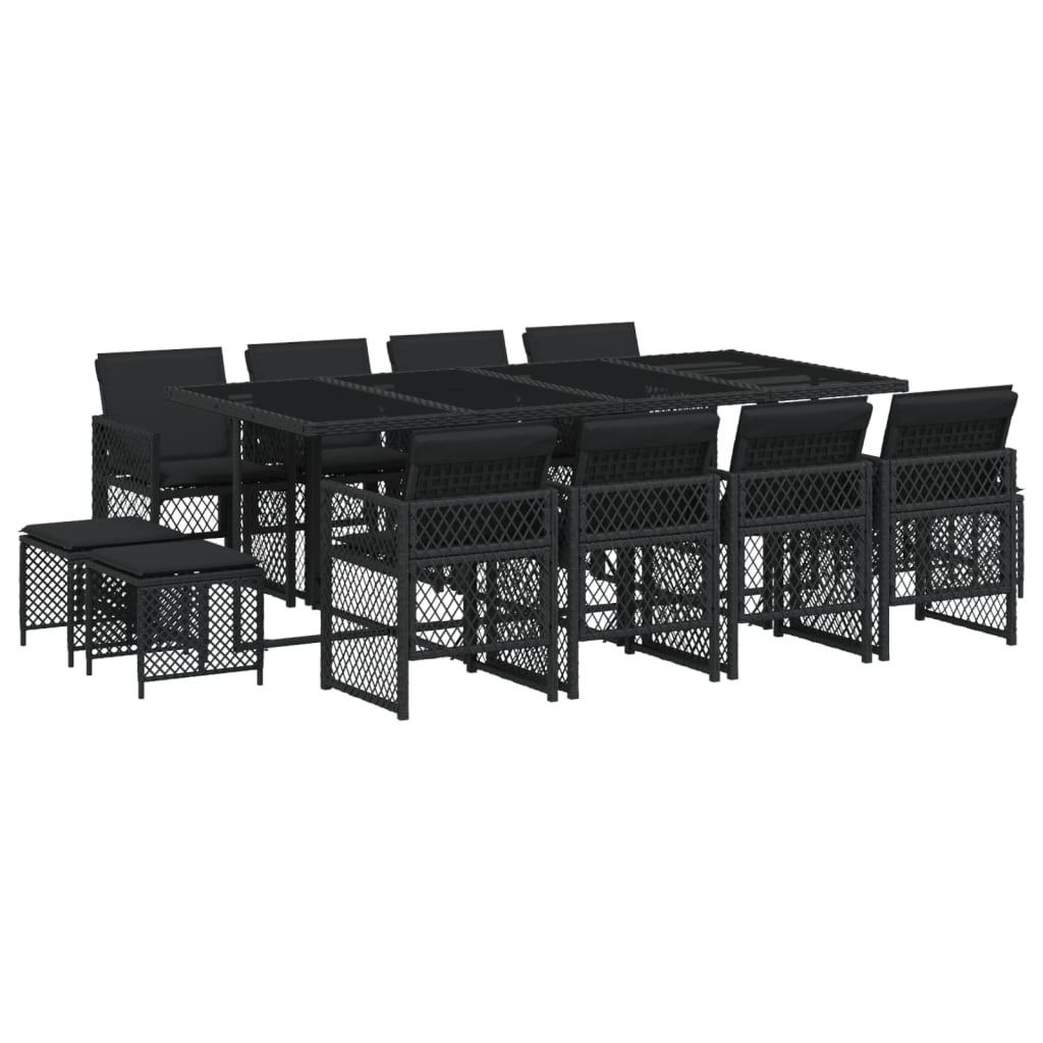 Voir la diapositive 2 : VIDAXL Ensemble a manger de jardin 13 pcs coussins noir resine tressee