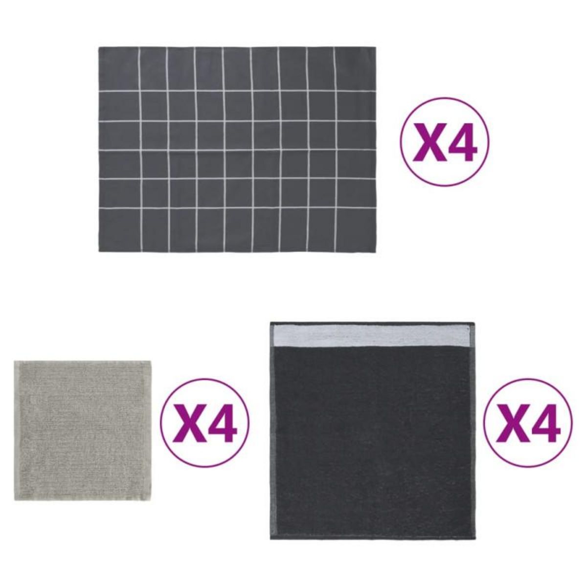 VIDAXL Ensemble de serviettes 12 pcs gris coton