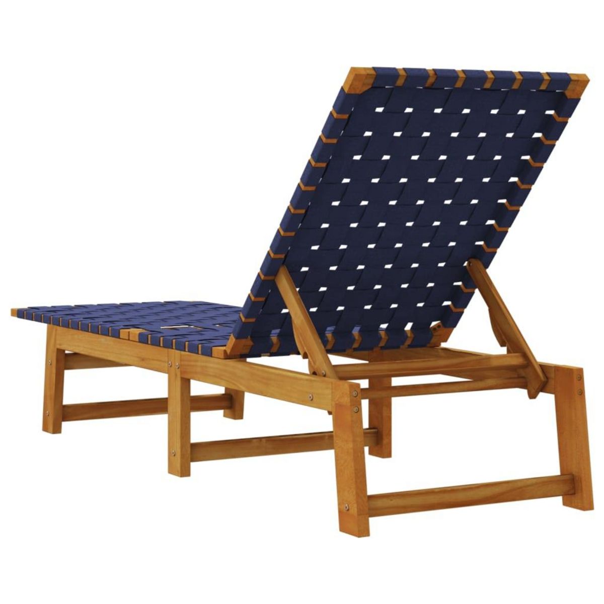 VIDAXL Chaises longues bleu fonce bois d'acacia solide et tissu