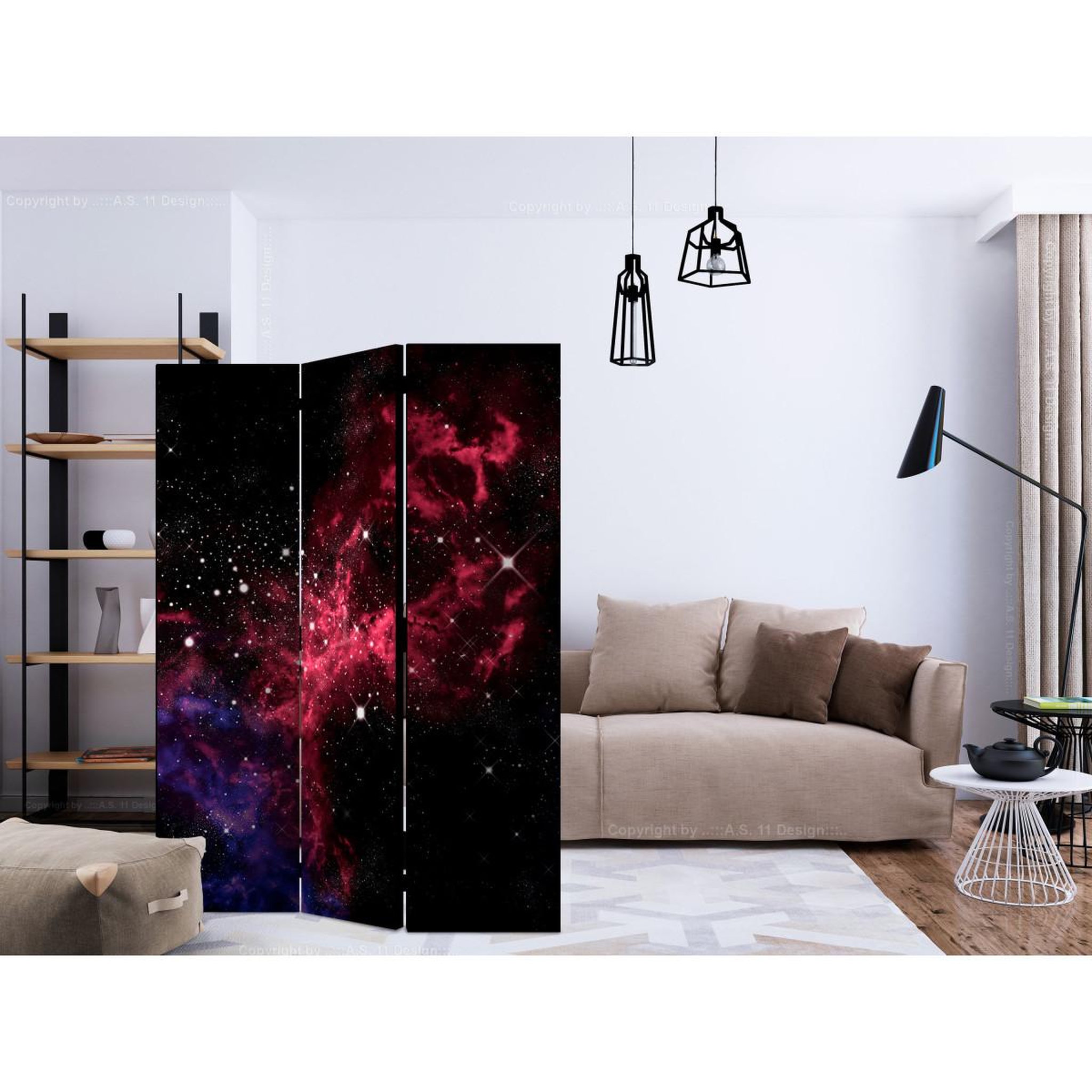 Voir la diapositive 2 : Paris Prix Paravent 3 volets  space stars  135x172cm
