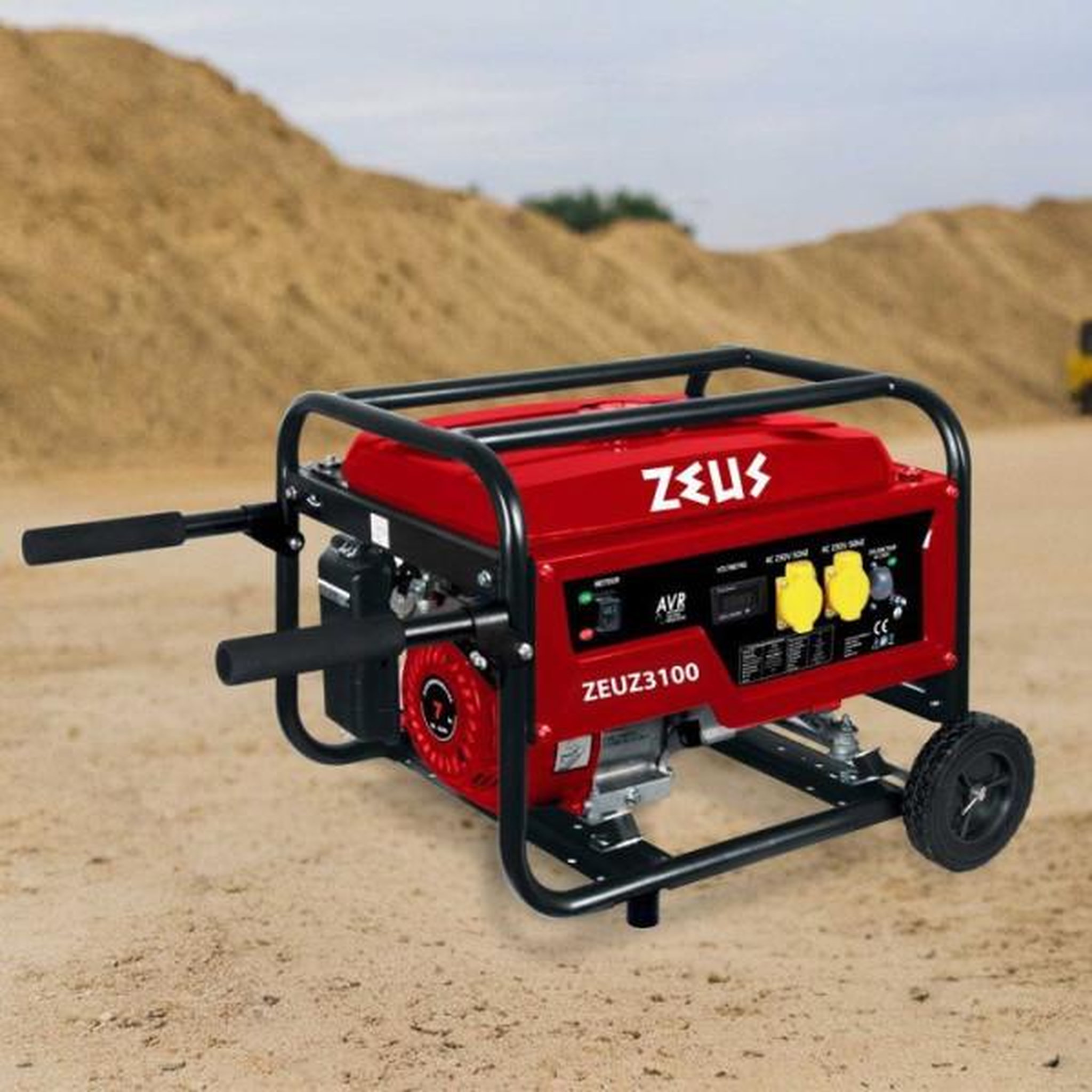Voir la diapositive 2 : ZEUS Groupe électrogene essence - ZEUZ - 3000 W - Autonomie 9 h - Moteur 4 temps - Monophasé - Systeme AVR - Rouge