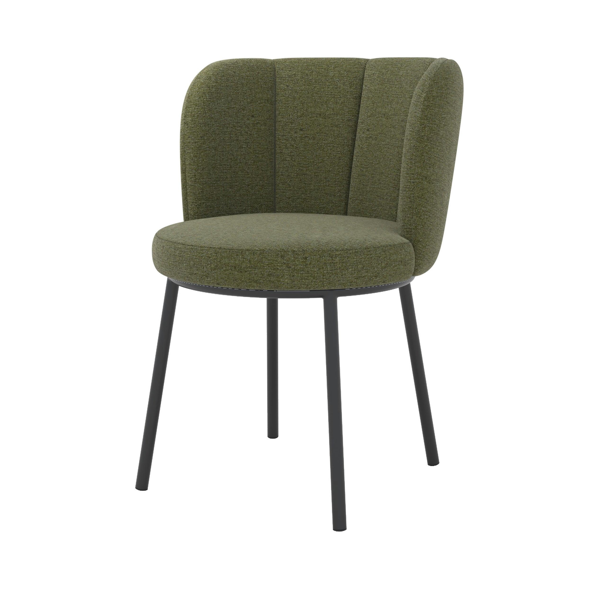 MAISON PAVANE Chaise en tissu vert chiné et pieds noirs-aby