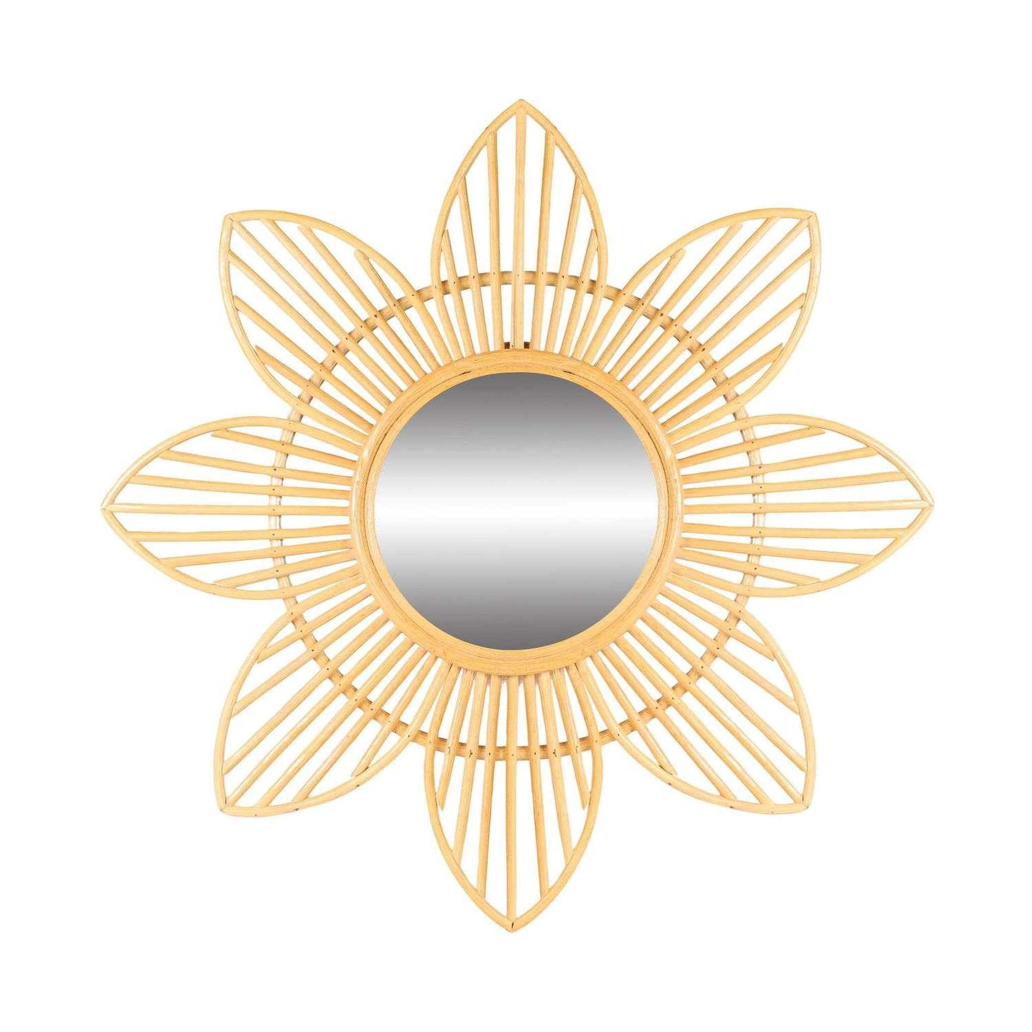 URBAN LIVING Miroir Marguerite Natural living en rotin - Diam 62 cm