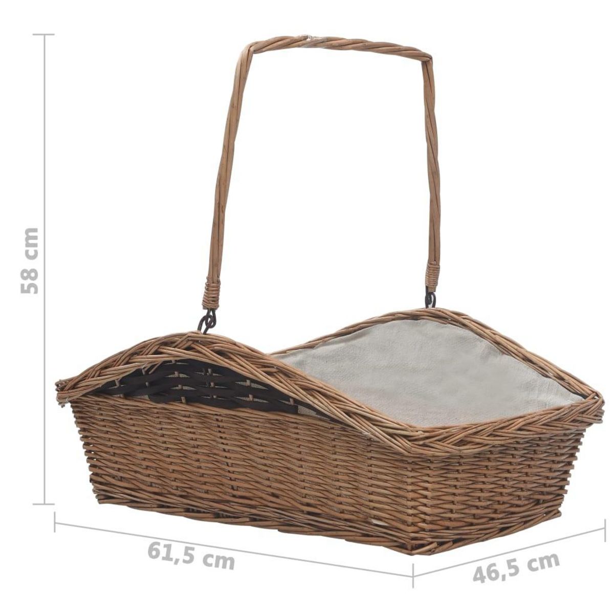 VIDAXL Panier a bois de chauffage avec poignee 61,5x46,5x58 cm Marron