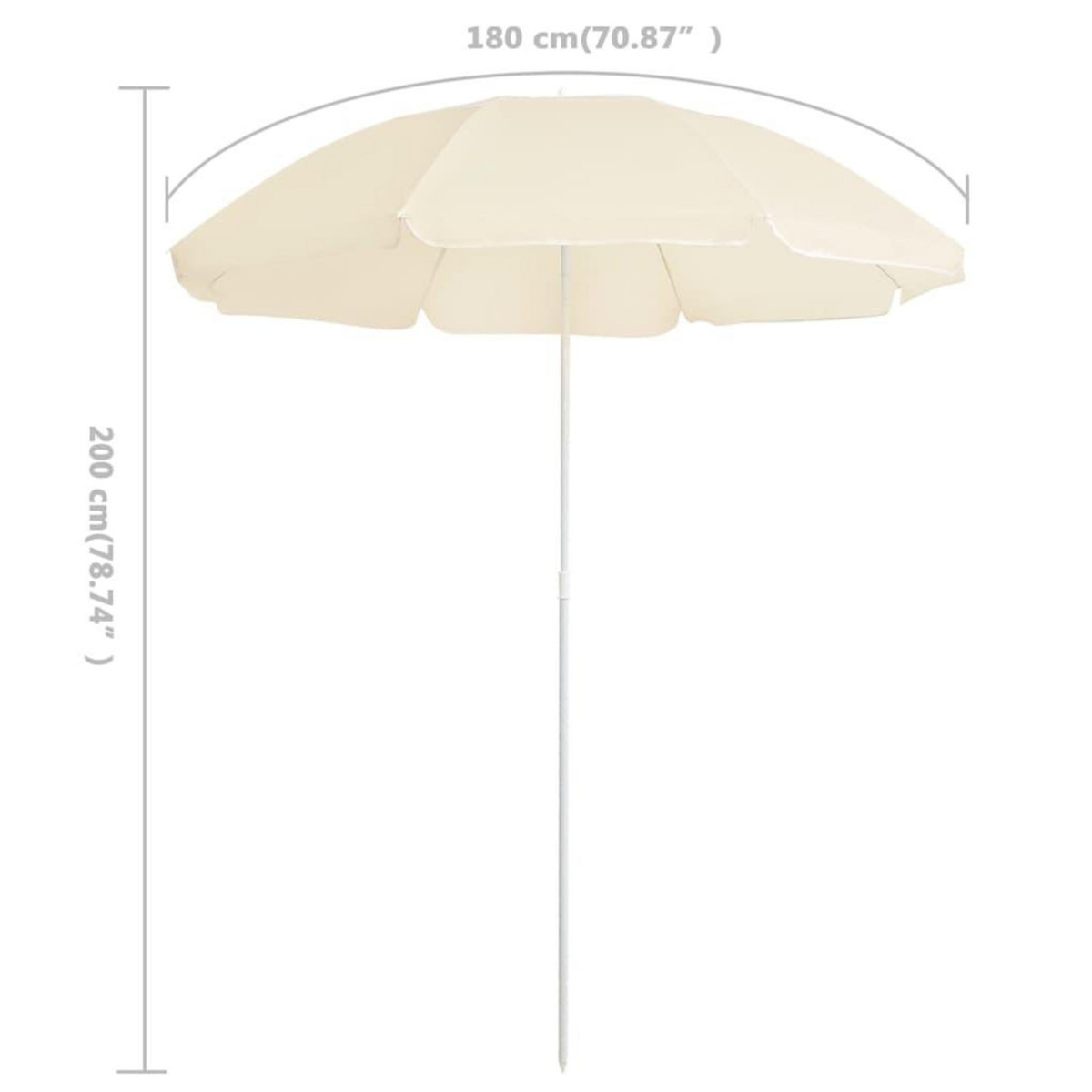 VIDAXL Parasol de jardin avec mat en acier sable 180 cm