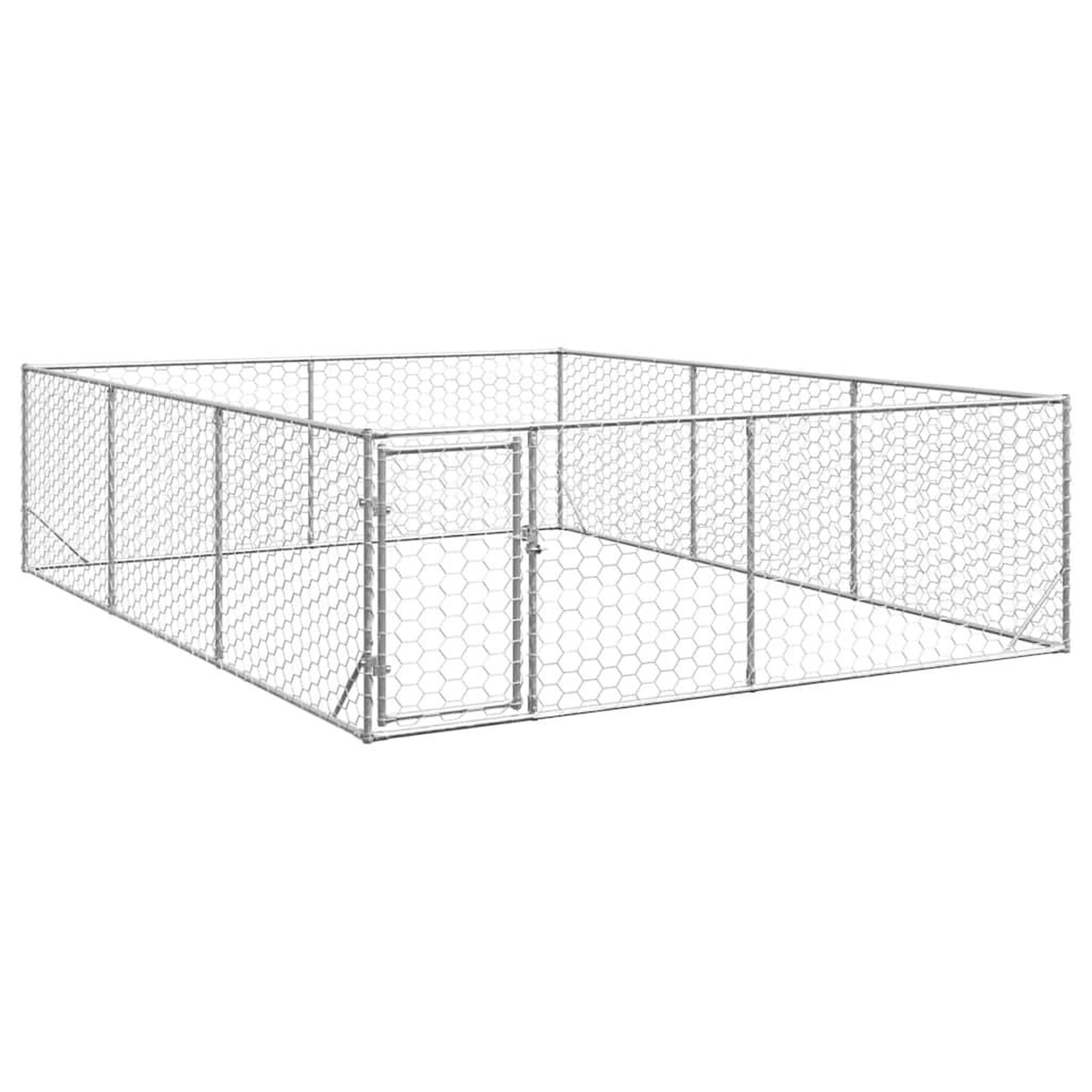 VIDAXL Chenil d'exterieur pour chiens porte 3x4x1 m acier galvanise