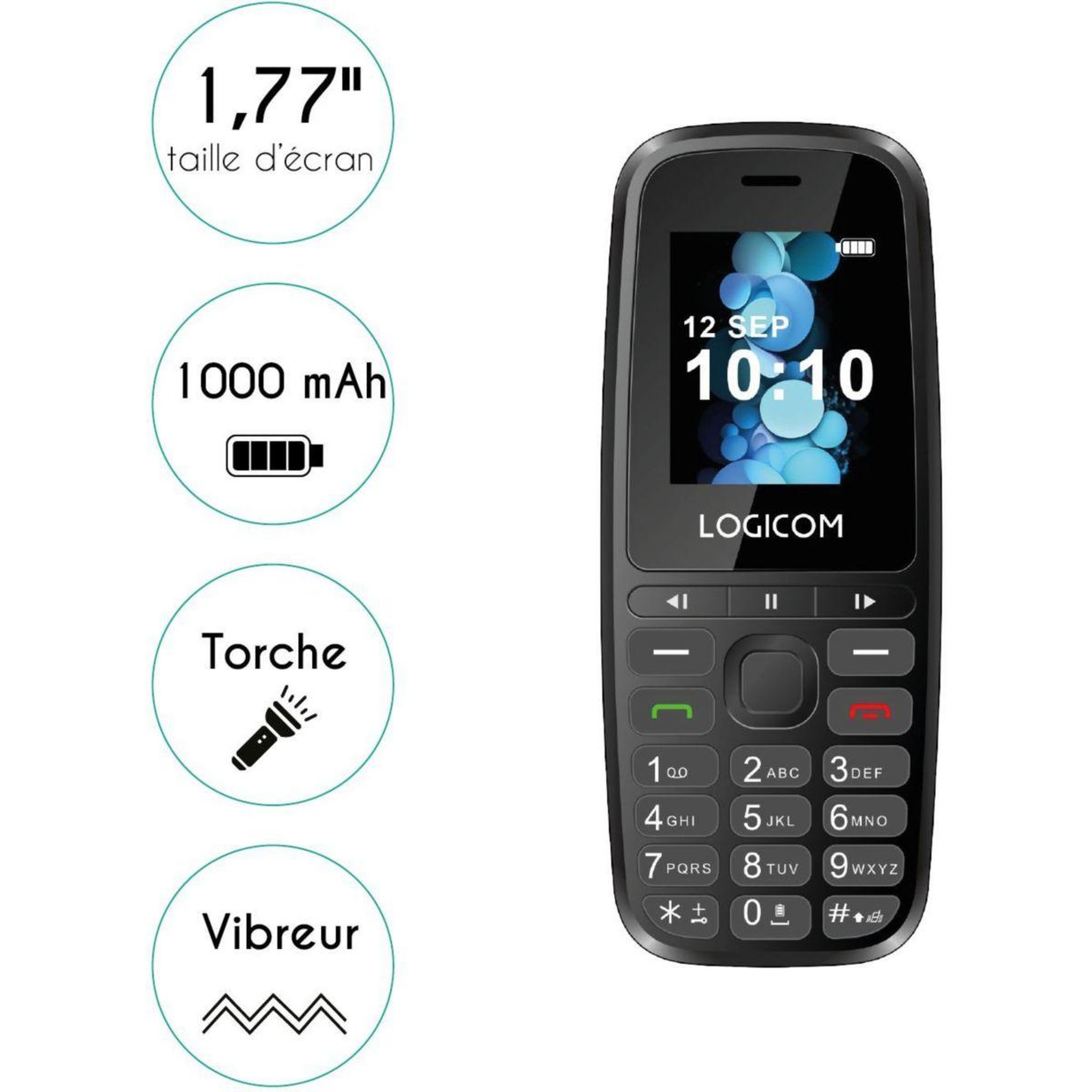 Voir la diapositive 2 : Logicom Téléphone portable Posh 402 Noir 4G