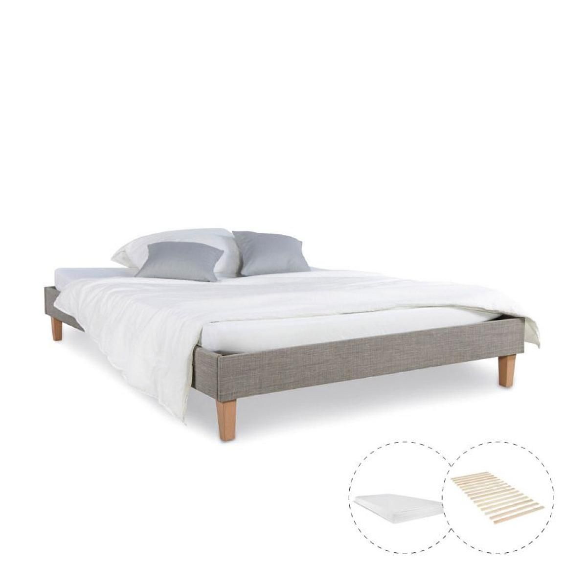 HomeStyle4U Lit capitonné avec matelas et sommier 120x200