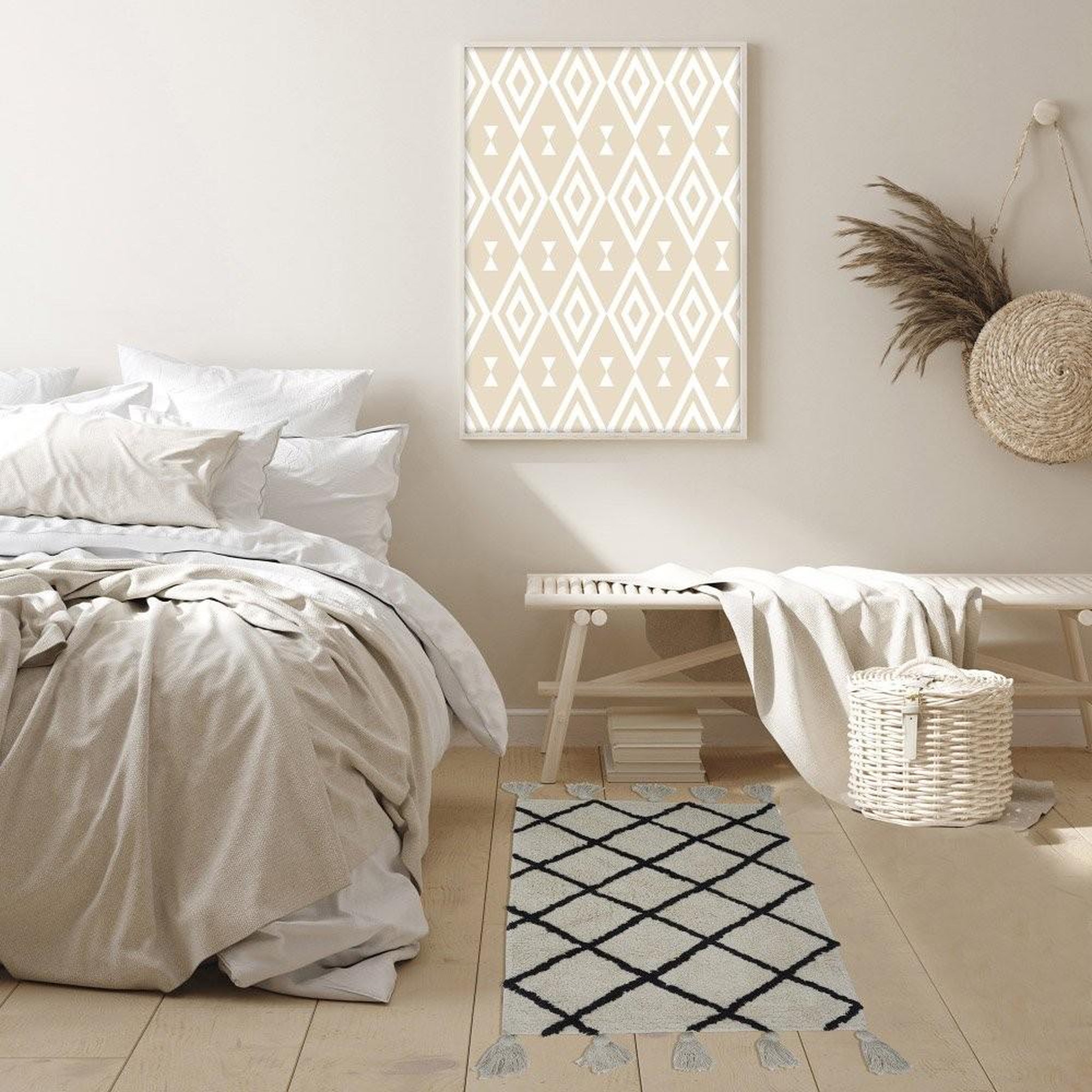 Voir la diapositive 2 : The Home Deco Factory Tapis berbère pompons 50x80 coton