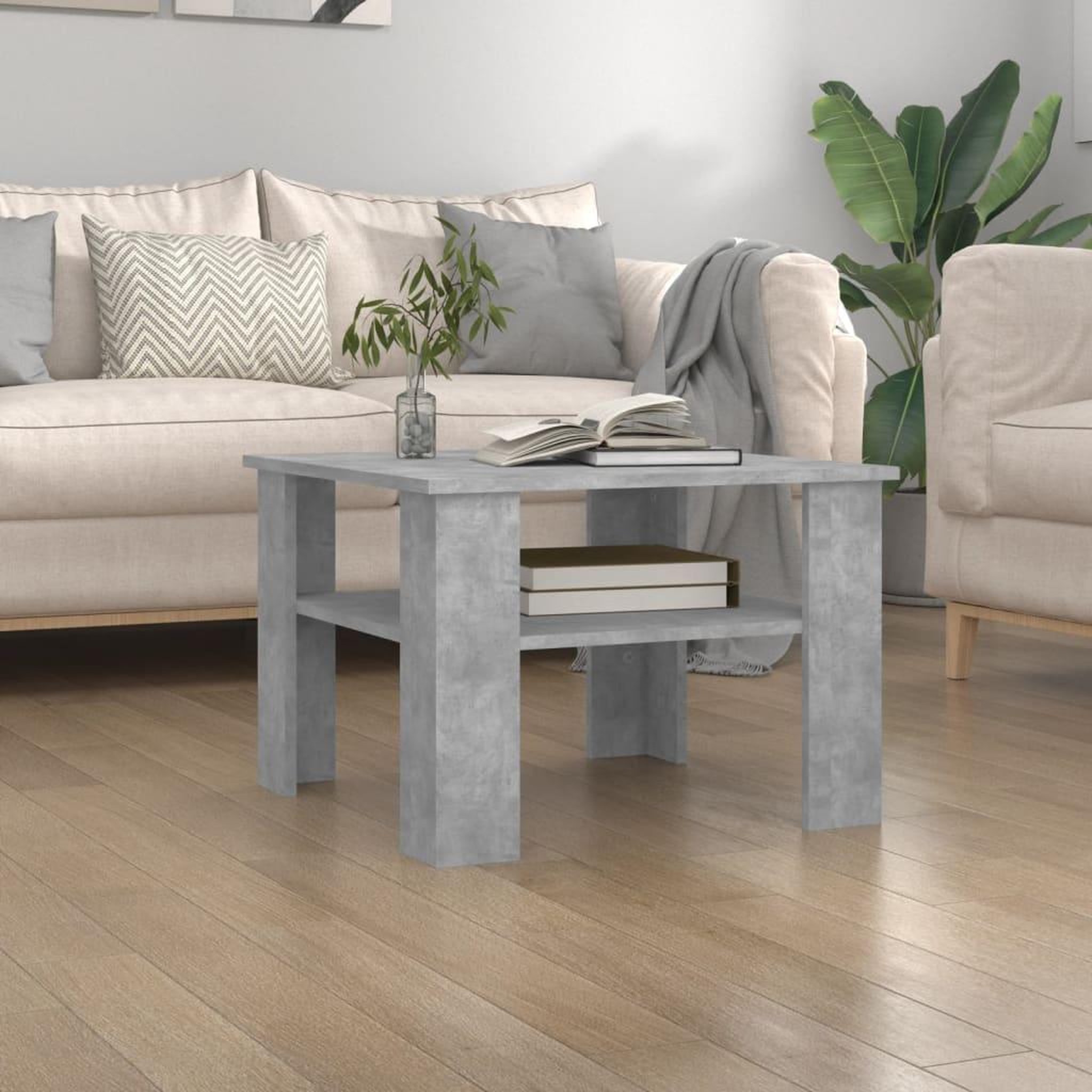 Voir la diapositive 1 : VIDAXL Table basse Gris beton 60x60x42 cm Bois d'ingenierie