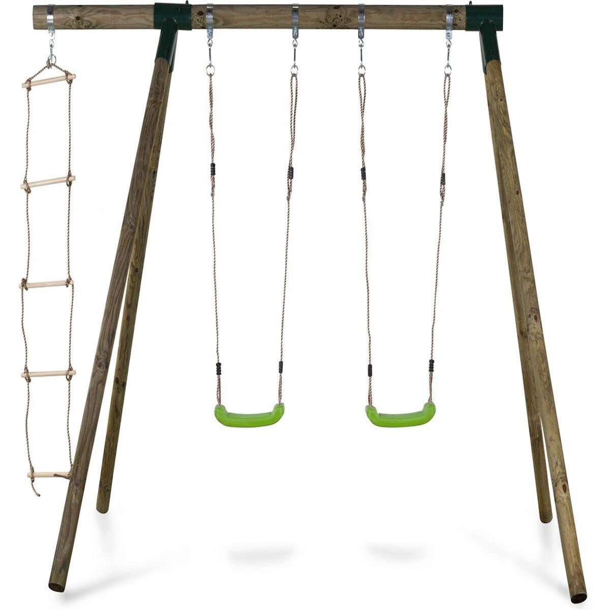 Habitat et Jardin Portique bois  Timo  - Avec 2 balançoires et 1 échelle de corde.