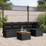 VIDAXL Salon de jardin 6 pcs avec coussins noir resine tressee
