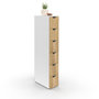 Voir la diapositive 1 : ID MARKET Tour de rangement 6 tiroirs WILO sur roulettes colonne gain de place blanc et façon hêtre