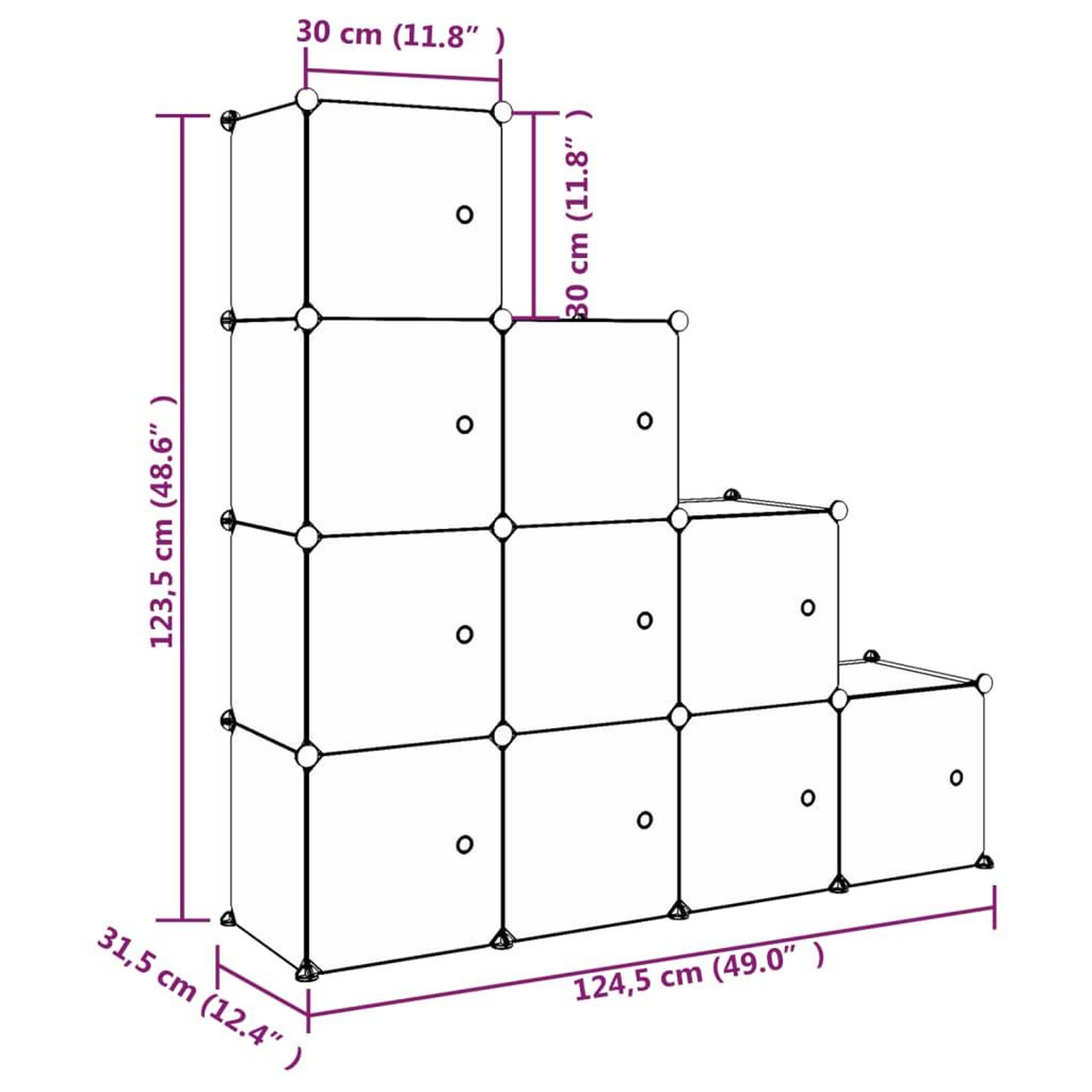 Voir la diapositive 6 : VIDAXL Armoire de rangement pour enfants avec 10 cubes Blanc PP