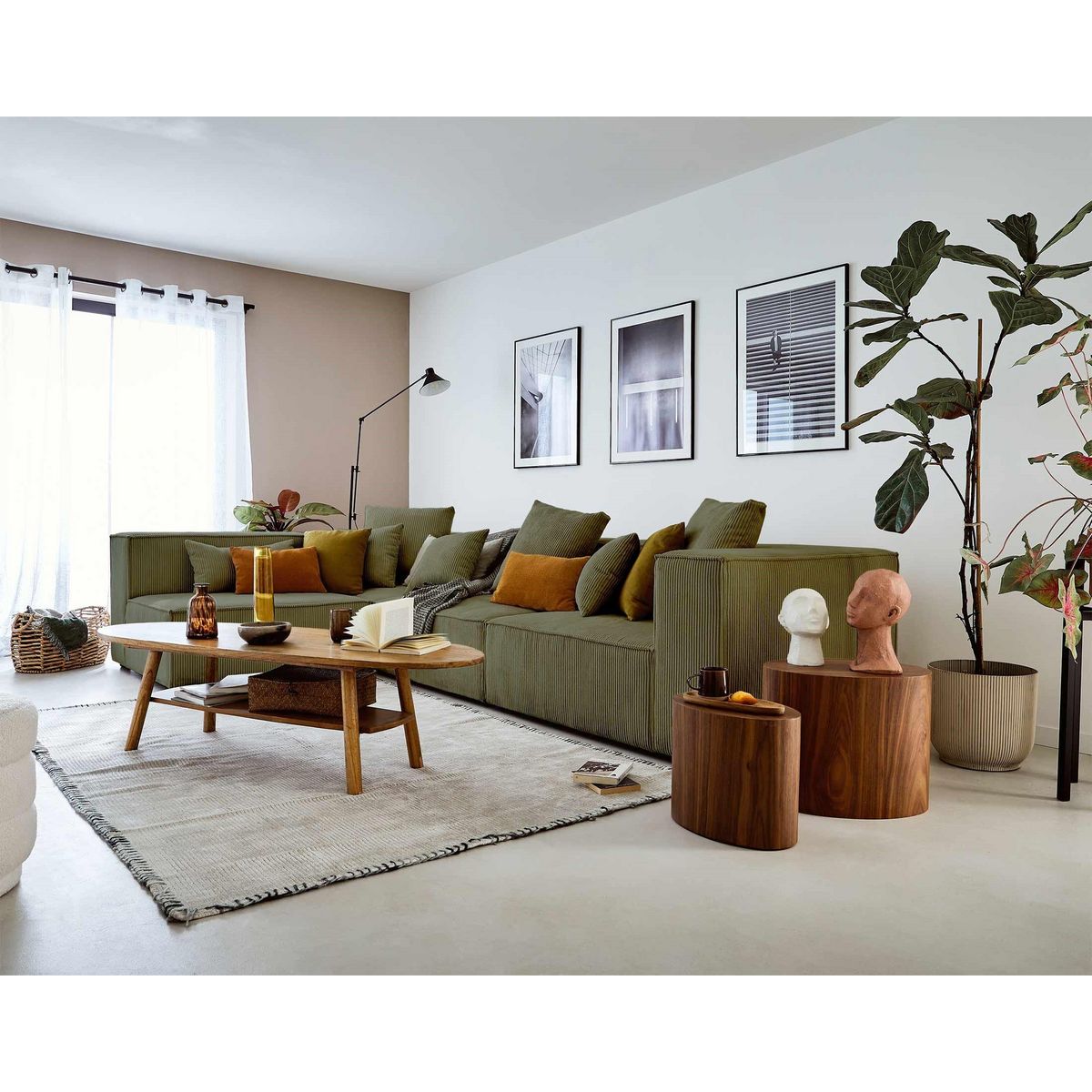 LISA DESIGN Colombine - canapé modulable d'angle gauche - 6 places - en velours côtelé