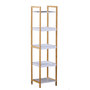 Voir la diapositive 1 : HOMCOM Etagère en bambou de salle de bain étagère debout 3 paniers + 2 étagères dim. 32L x 30l x 130H cm beige blanc