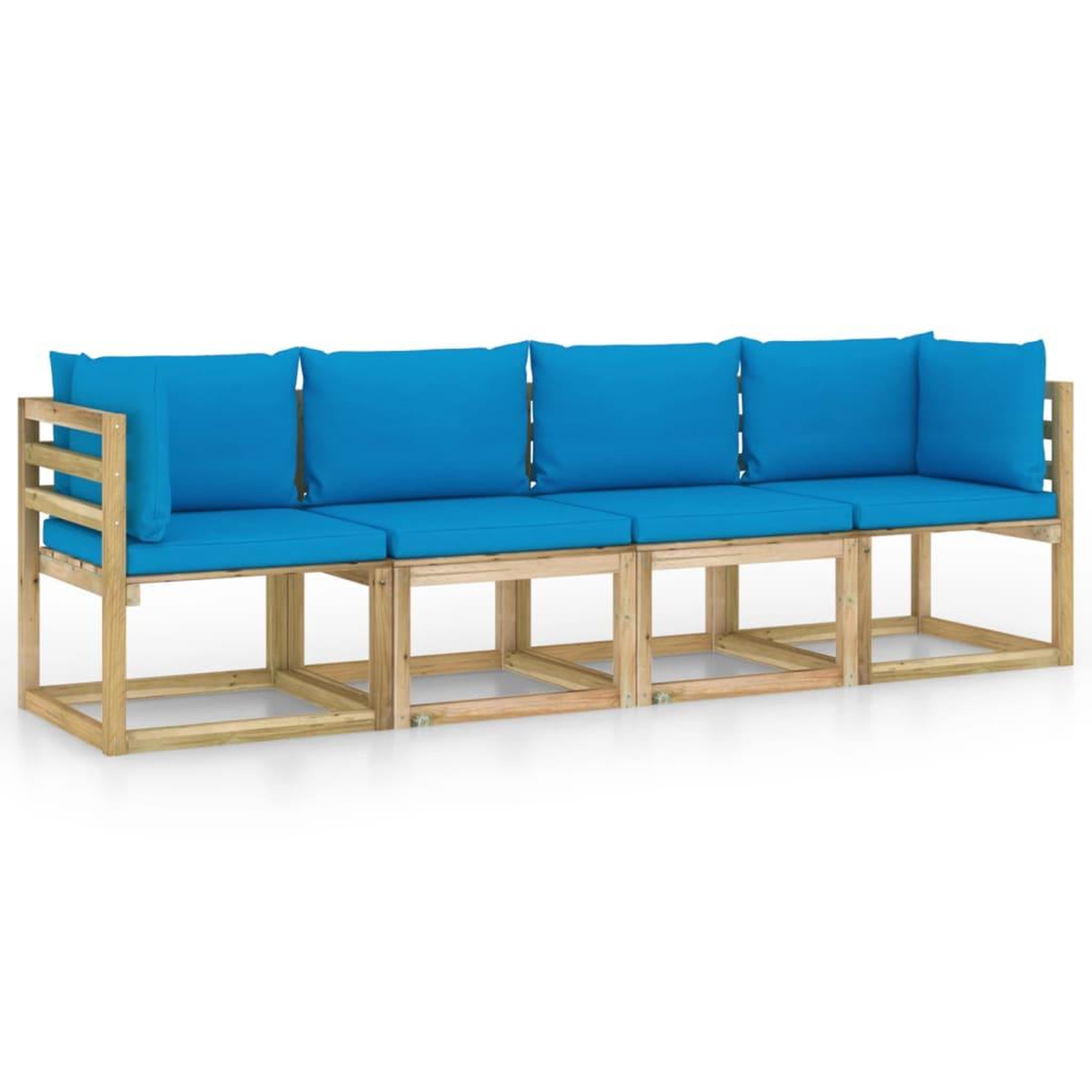 Voir la diapositive 2 : VIDAXL Canape de jardin 4 places avec coussins bleu clair
