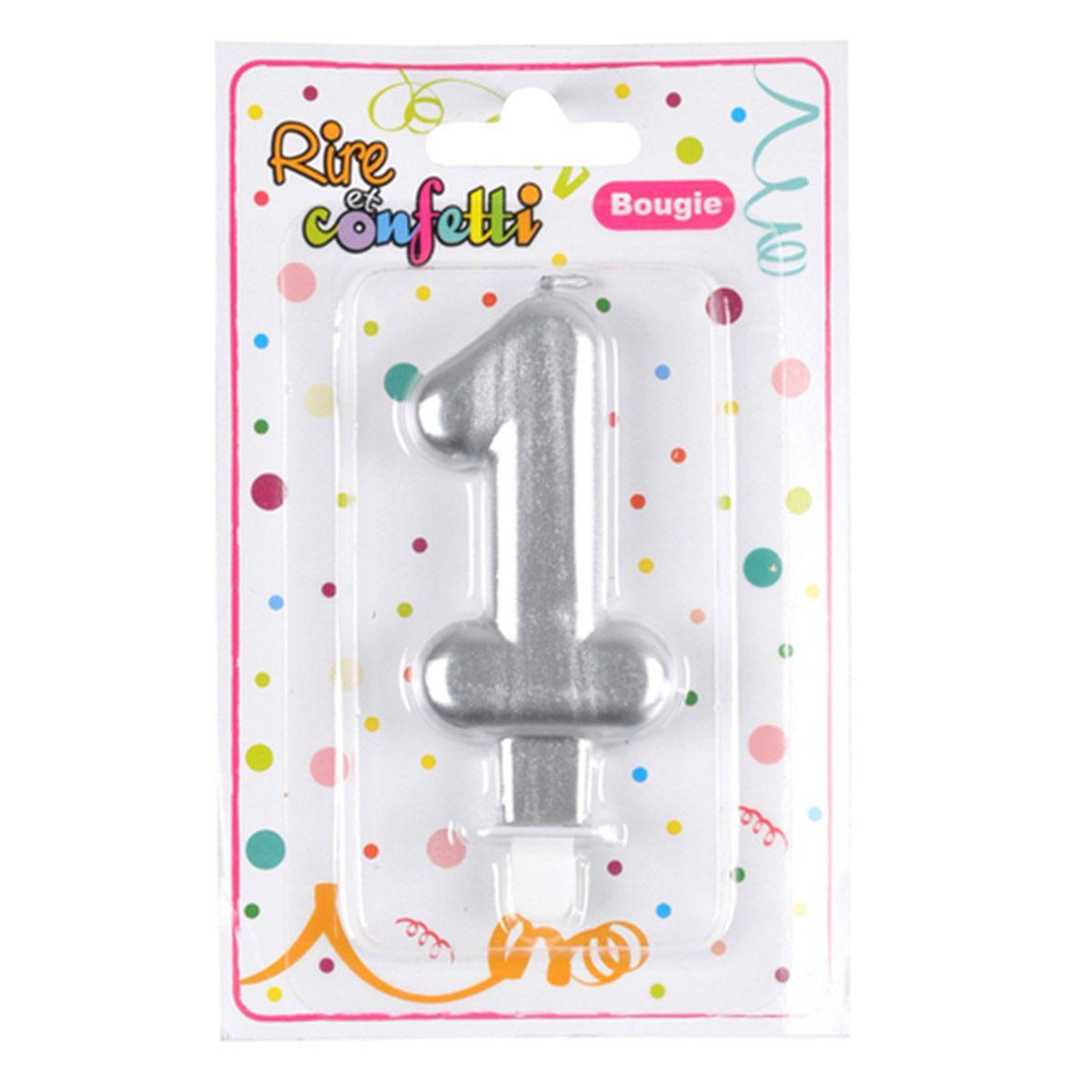 Voir la diapositive 2 : HOMEA Bougie d'Anniversaire  Chiffre 1  7cm Argent