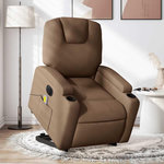 VIDAXL Fauteuil inclinable de massage electrique Marron Tissu