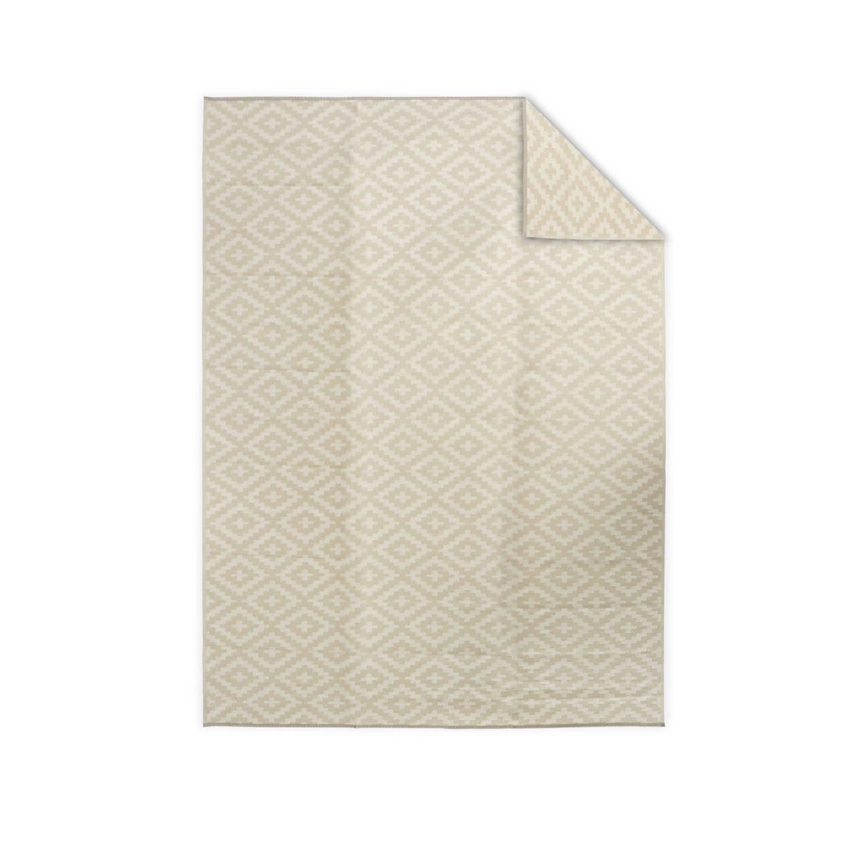 SWEEEK Tapis d'extérieur 270x360cm STOCKHOLM - Rectangulaire. motif losanges beige. jacquard. réversible. indoor / outdoor.