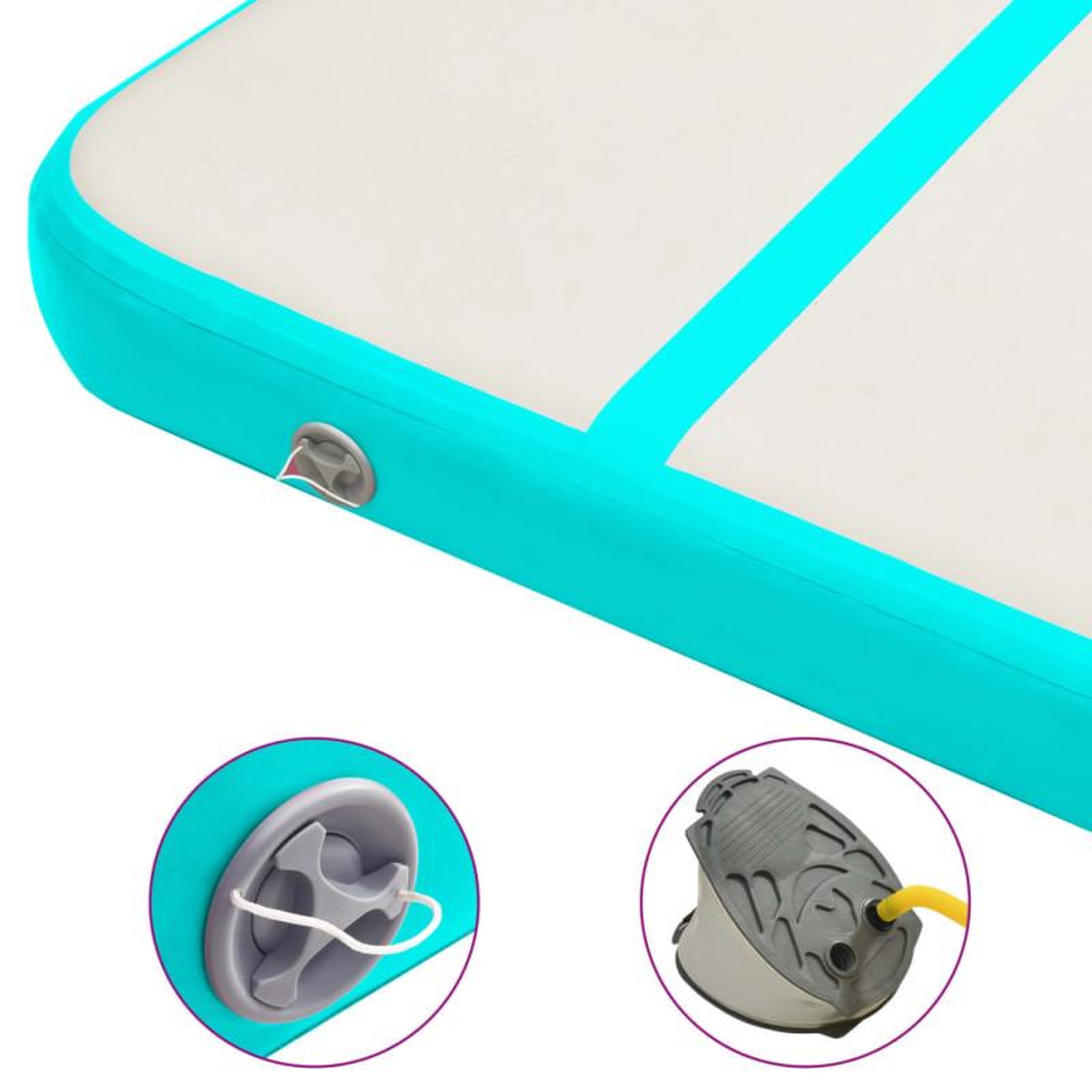 Voir la diapositive 6 : VIDAXL Tapis gonflable de gymnastique avec pompe 800x100x20cm PVC Vert