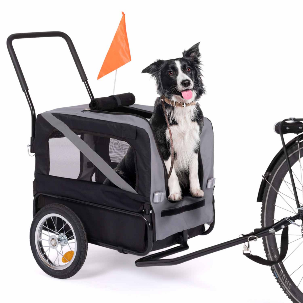 ID MARKET Remorque à vélo pour chien TILLY avec réflecteurs 128 x 52 x 102 cm pour animaux de compagnie