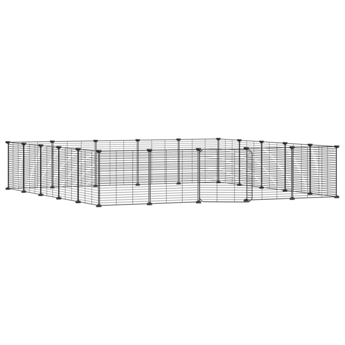 VIDAXL Cage animaux de compagnie a 20 panneaux et porte Noir 35x35 cm