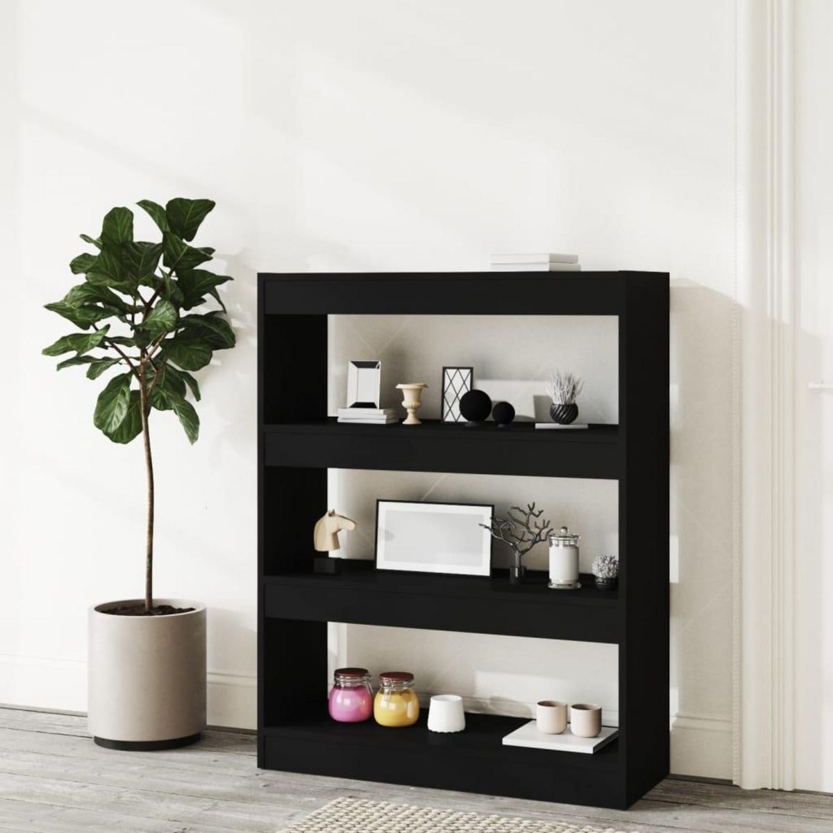 VIDAXL Bibliotheque/Cloison Noir 80x30x103 cm Bois d'ingenierie