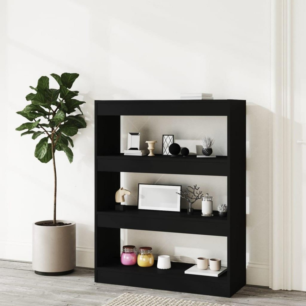 VIDAXL Bibliotheque/Cloison Noir 80x30x103 cm Bois d'ingenierie