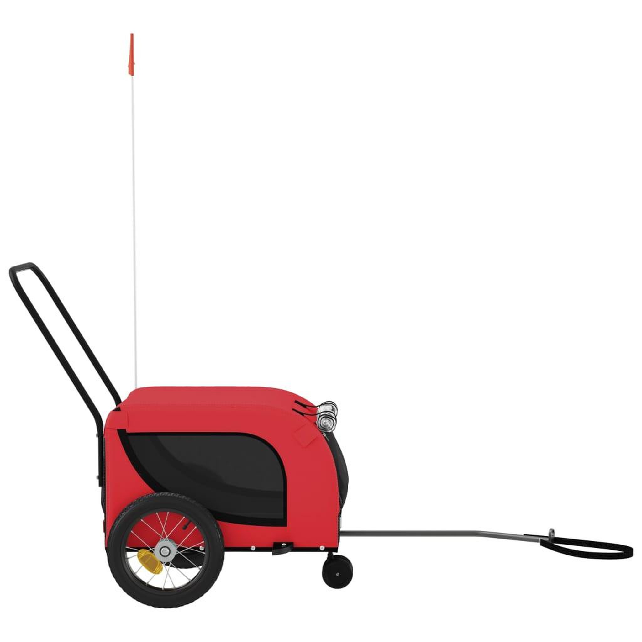 Voir la diapositive 5 : VIDAXL Remorque de velo pour animaux de compagnie rouge et noir