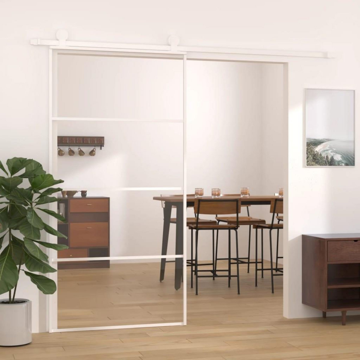 VIDAXL Porte coulissante Verre ESG et aluminium 102,5x205 cm Blanc
