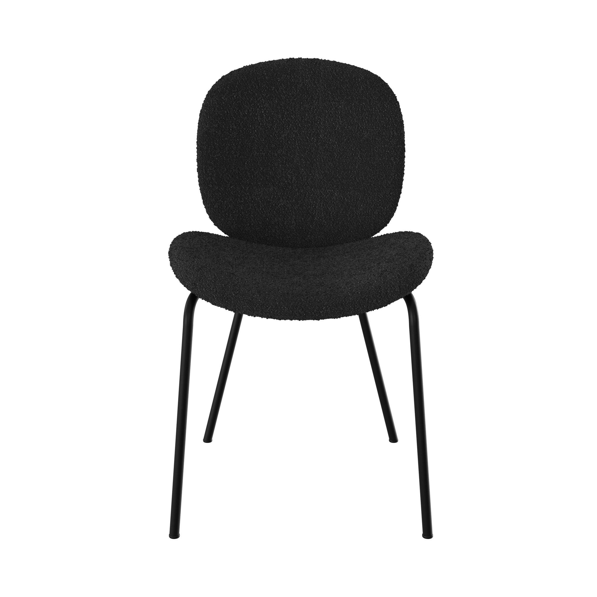 Voir la diapositive 2 : MAISON PAVANE Lot de 2 chaises en tissu bouclé noir et pieds en métal noir-iris