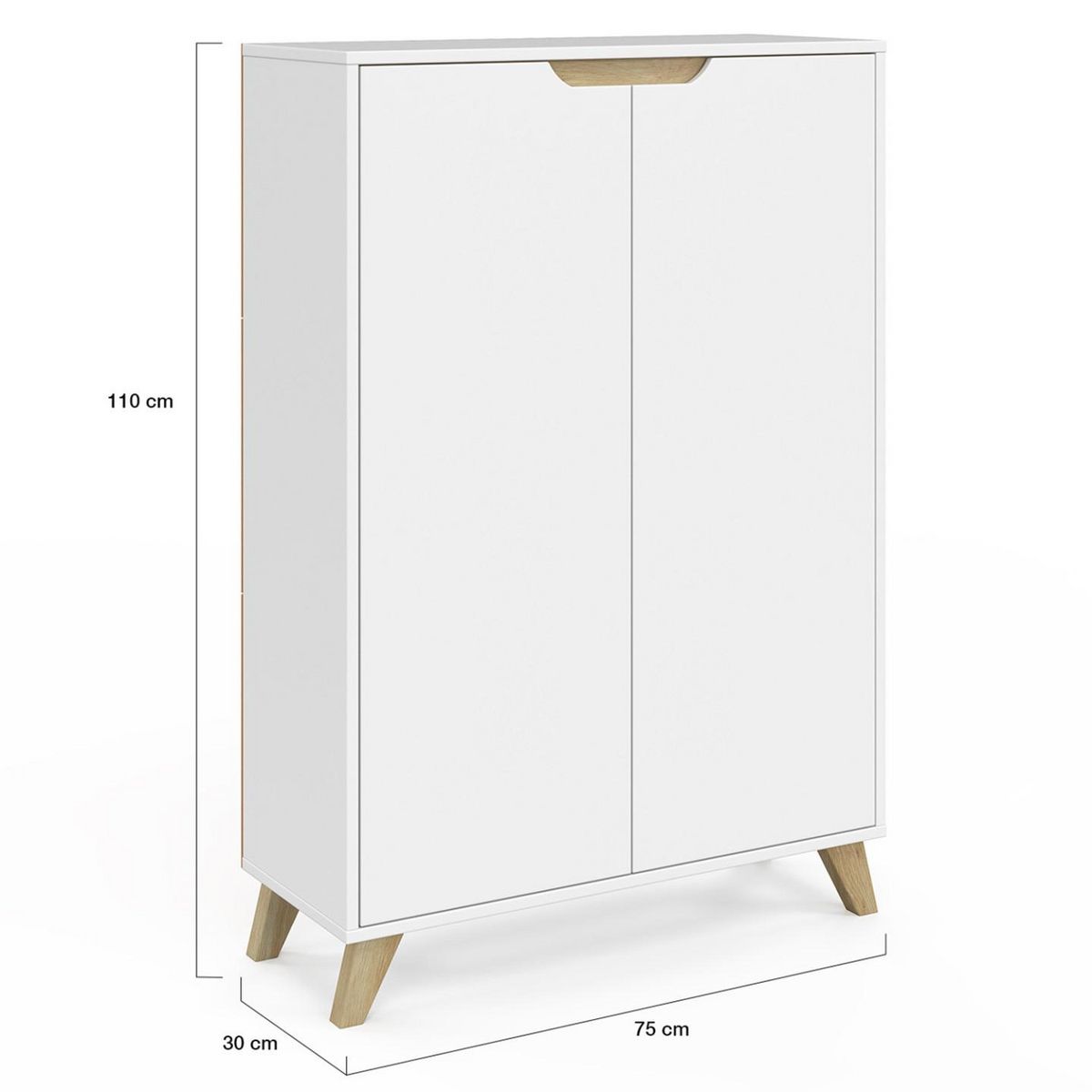 ID MARKET Meuble de rangement 2 portes HELSINKI scandinave blanc