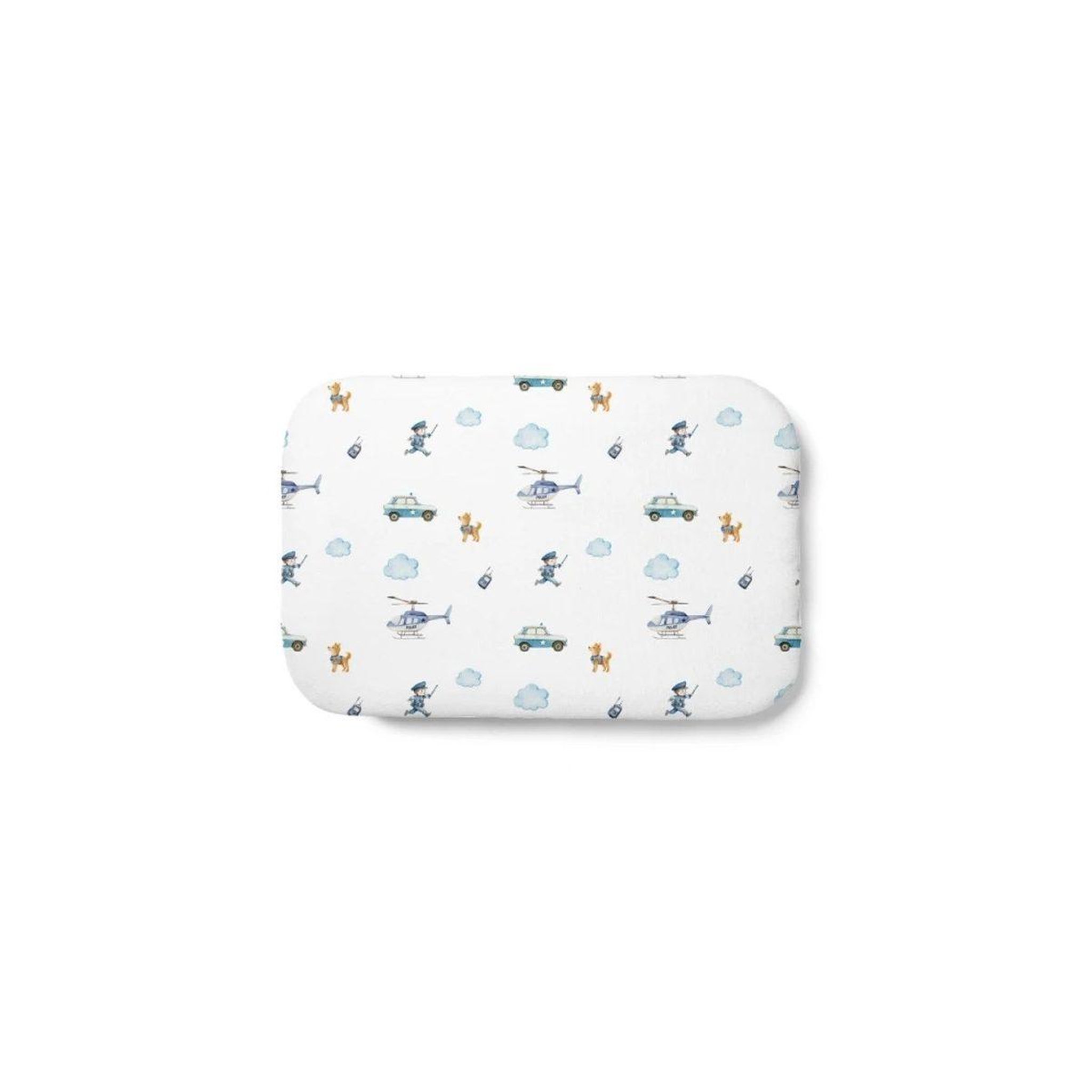 WALDIN Oreiller bébé 60 × 40 cm - motif policier, blanc