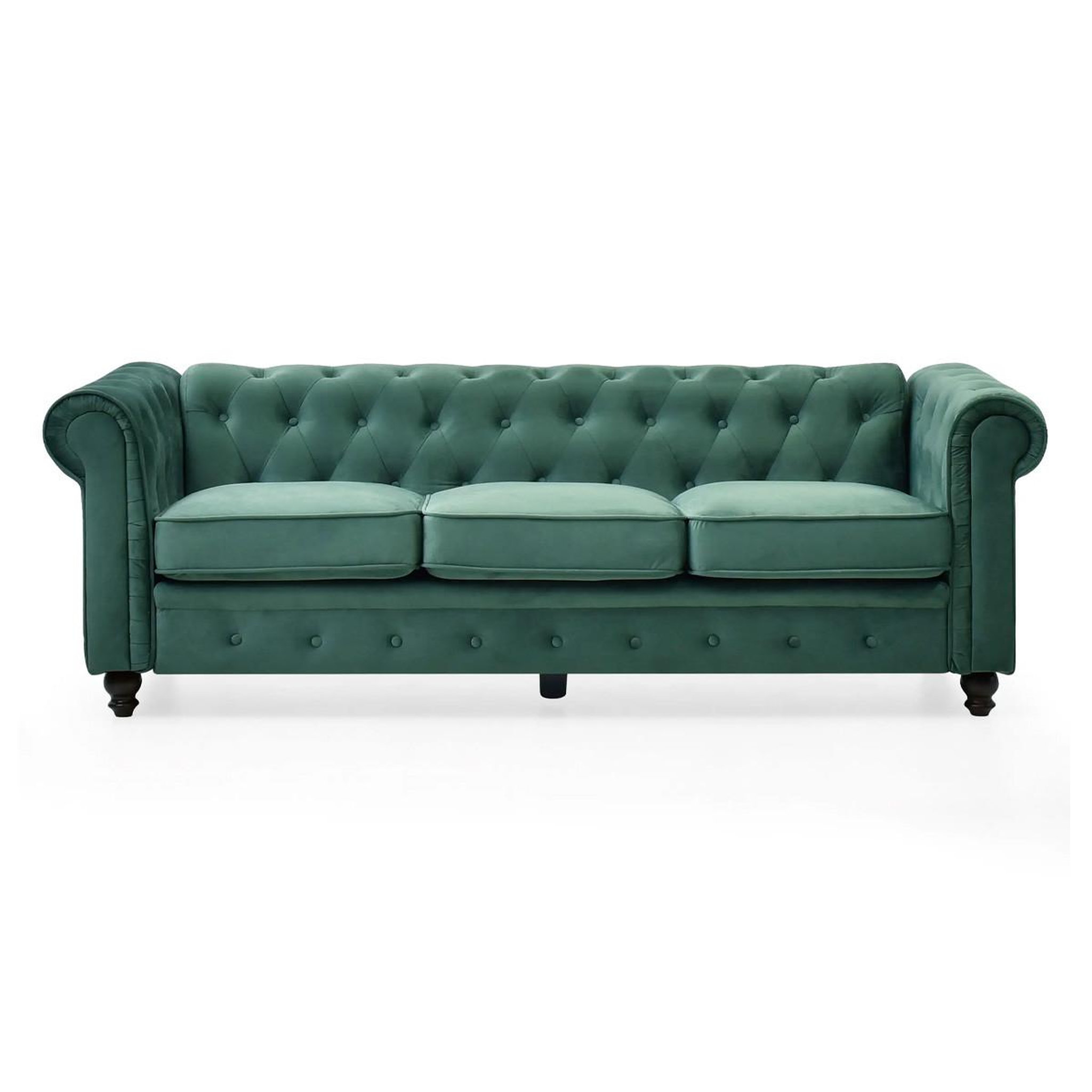 Paris Prix Canapé 3 places velours  chesterfield  209cm vert