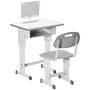 HOMCOM Bureau enfant avec chaise - ensemble bureau et chaise réglable - support de lecture, case - gris blanc