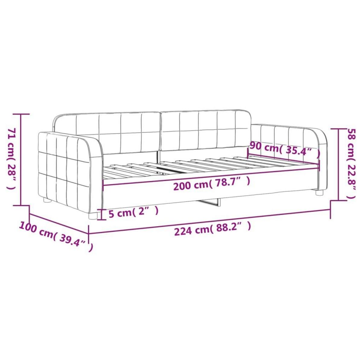 VIDAXL Lit de repos sans matelas vert fonce 90x200 cm velours