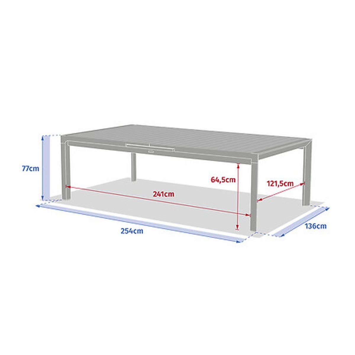 HESPERIDE Table de jardin extensible en aluminium effet bois 14 places EVASION