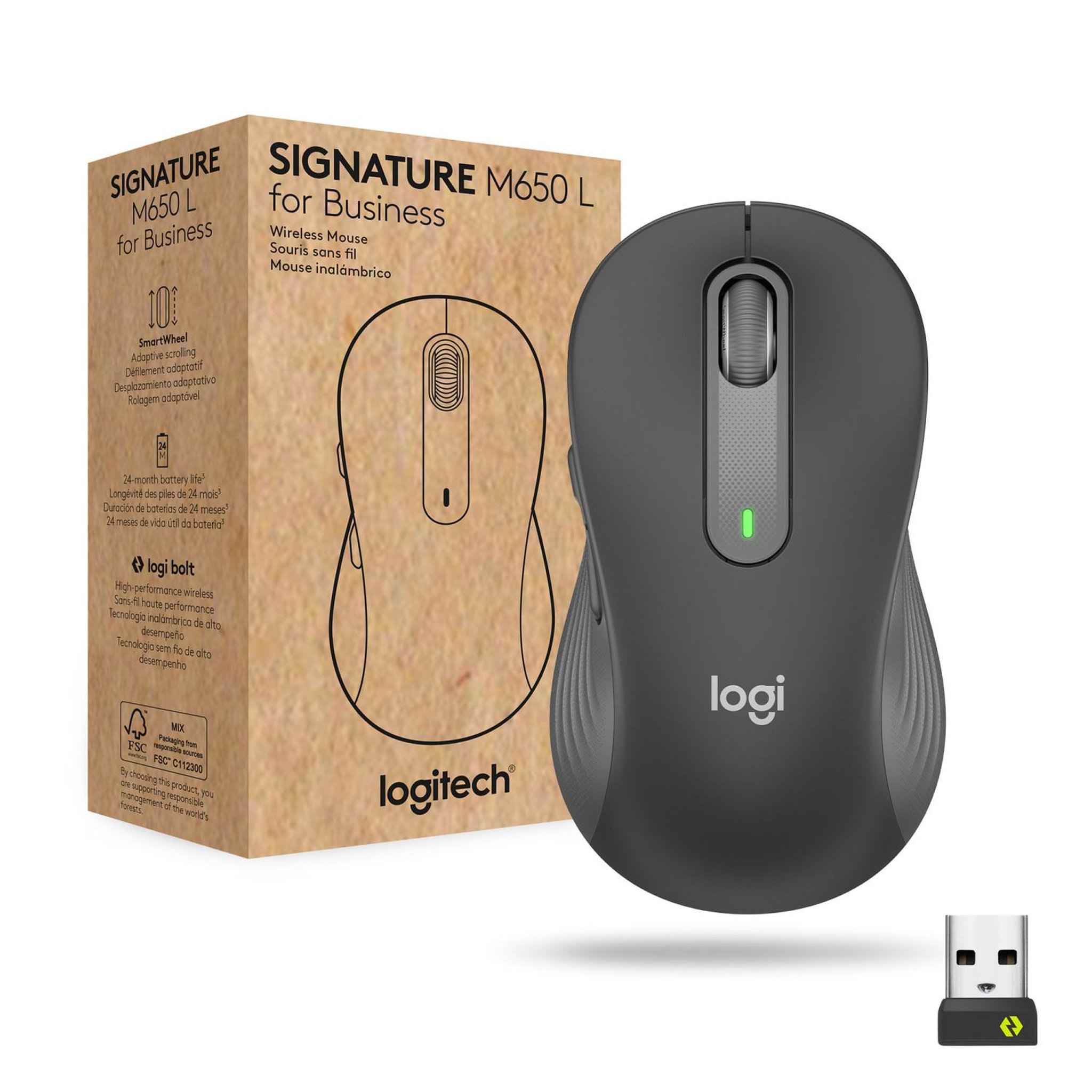 Voir la diapositive 2 : Logitech Logitech signature m650 for business souris droitier rf sans fil + bluetooth optique 4000 dpi