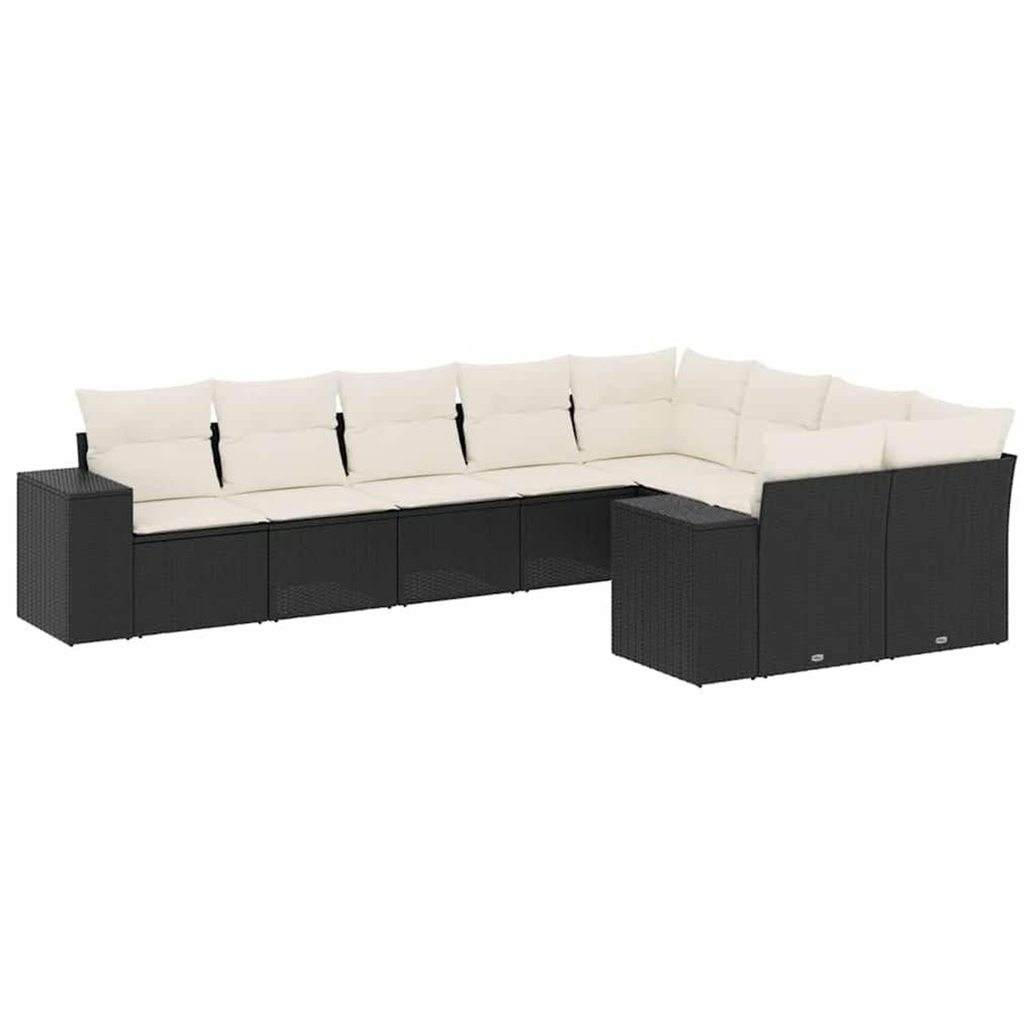 Voir la diapositive 2 : VIDAXL Salon de jardin 9 pcs avec coussins noir resine tressee