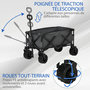 Voir la diapositive 4 : OUTSUNNY Chariot de transport pliable à roulettes - poignée télescopique - max. 70 Kg - métal noir oxford gris