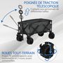 Voir la diapositive 4 : OUTSUNNY Chariot de transport pliable à roulettes - poignée télescopique - max. 70 Kg - métal noir oxford gris