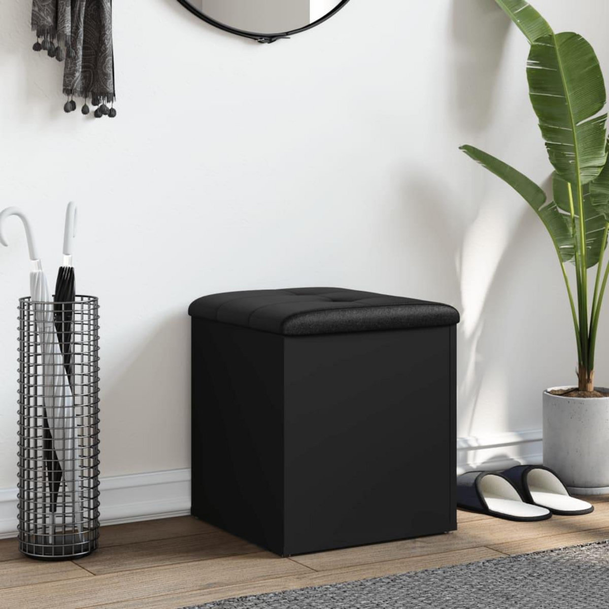 VIDAXL Banc de rangement noir 42x42x45 cm bois d'ingenierie