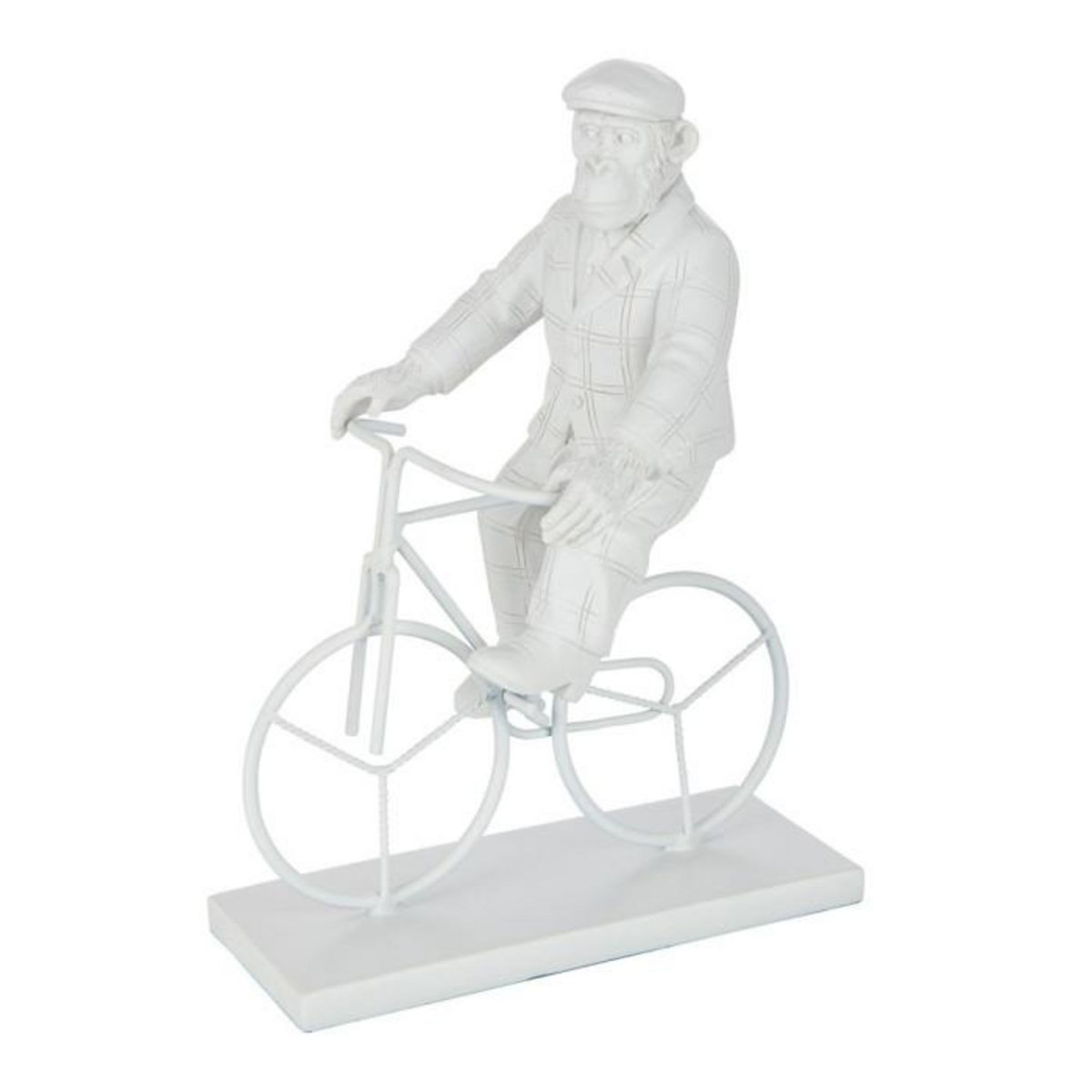 Paris Prix Statuette Déco  Singe Vélo  25cm Blanc